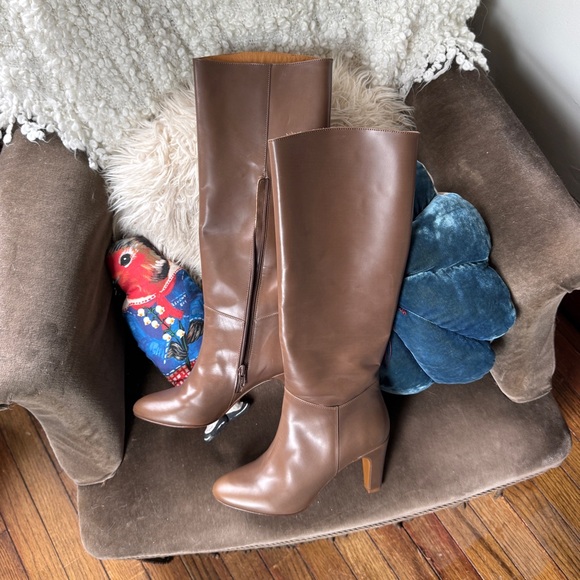 Sezane Taupe Tall Les Souliers Andrea Knee High Leather Boots